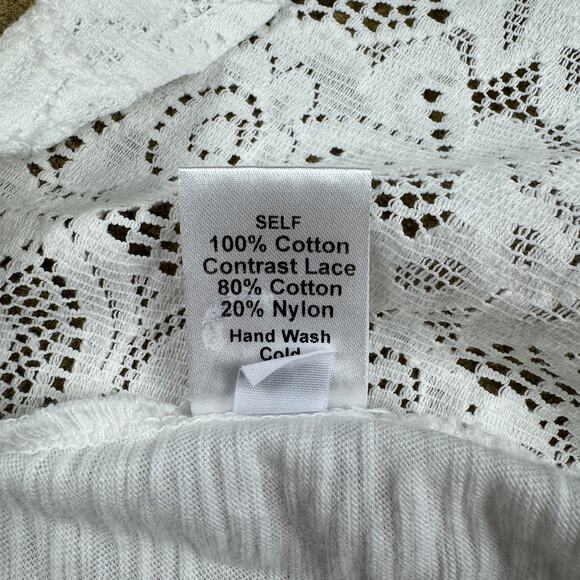 Wilt Women’s Small White Crew Crop‎ Boxy Slub Tee Lace Back Top Made in USA - Picture 5 of 10